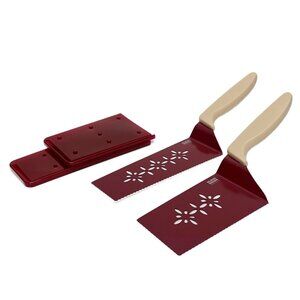 Kuhn Rikon Slice & Serve Knives Set of 2 with Sheaths K65363 NEW BRICK/SAND